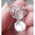 ***IN STOCK!!*** 925 Sterling Silver Balinese Poison/Wish Locket Ring With Pink Zircon SZ 9