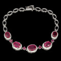 **IN STOCK!!**REAL GEMSTONES!!** OVAL CUT 9x7mm TOP RED PINK RUBY STERLING 925 SILVER BRACELET