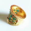 ***IN STOCK***925 STERLING SILVER COATED WITH 22CT GOLD, EMERALD RING HANDMADE IN MUSCAT, OMAN.