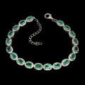 ***IN STOCK!!*** Special Oval 6x4mm Top Rich Green Emerald 925 Sterling Silver Bracelet 9inch