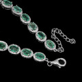 ***IN STOCK!!*** Special Oval 6x4mm Top Rich Green Emerald 925 Sterling Silver Bracelet 9inch