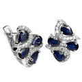 "IN STOCK"  BLUE SAPPHIRE PEAR STERLING 925 SILVER EARRING