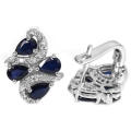 "IN STOCK"  BLUE SAPPHIRE PEAR STERLING 925 SILVER EARRING