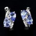 "IN STOCK"  Pear 6x4mm Top Rich Blue Violet Tanzanite 925 Sterling Silver Earrings