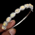 "IN STOCK"  Oval 6x4mm Rainbow Full Flash Fire Opal 925 Sterling Silver Bangle