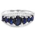"IN STOCK"  GENUINE BLUE SAPPHIRE OVAL STERLING 925 SILVER RING SIZE 8
