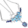 "IN STOCK" SWISS BLUE TOPAZ SAPPHIRE STELRING 925 SILVER NECKLACE 18 INCH