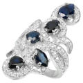 "IN STOCK" BLUE SAPPHIRE MIXED SHAPE STERLING 925 SILVER RING SIZE 7.5