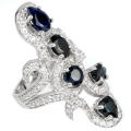 "IN STOCK" BLUE SAPPHIRE MIXED SHAPE STERLING 925 SILVER RING SIZE 7.5