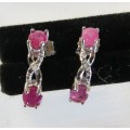 ***IN STOCK!!*** REAL RUBY AND STERLING SILVER EARRINGS