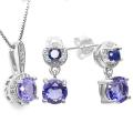 ***LAST AUCTION THIS YEAR***Genuine Sapphire & Lab Tanzanite 925 Sterling Silver Set
