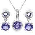 ***LAST AUCTION THIS YEAR***Genuine Sapphire & Lab Tanzanite 925 Sterling Silver Set