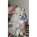 Vintage Chinese Porcelain Smiling Buddha with Children