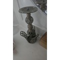 Vintage brass candle stand in basket