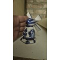 Cute small blue and white windmill ornament