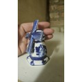 Cute small blue and white windmill ornament