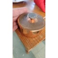 Small vintage copper sugar bowl & spoon