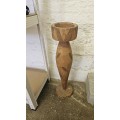 Wooden handcarved floor stand ashtray