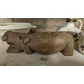 Handcarved wooden hippo