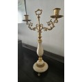 Vintage alabaster and brass candelabra 40cmH