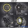 U7 Angel eye Halo ring Motorcycle Bike LED Headlight Driving Fog Spot Light Lamp