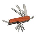 Bamboo multifunction Swiss army stainless pocket knife 12pc. engraving, branding, corporate gifts