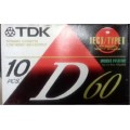 Vintage TDK D60 Audio Cassette Tapes Sealed