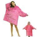 One Size Fits All, Ultra Plush Blanket, Huggie Hoodie, TV Blanket - Pink