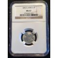 Priced for a sale Mint State - 3rd best - 1896 6 pence (6p, six pence) MS63 - graded by NGC