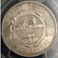 1897 ZAR 2 Shilling PCGS Secured Mint State 61 Perfect UNC