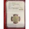 1860 Durban Club SIxpence NGC MS62 *** No Competition Only Specimen to ever grade in Mint State