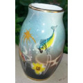 SMALL VINTAGE, HAND PAINTED VASE MADE IN ITALY. FISH DESIGN.
