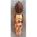 RARE !!! WW1 LUCKY CHARM, "FUMS UP" GOLD PLATED BODY WITH ARTICULATING ARMS, "TOUCH" WOODEN HEAD