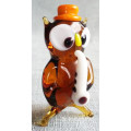 OWL COLLECTORS !!! HAND CRAFTED, VENETIAN / MURANO GLASS OWL, BLOWING HIS OWN TRUMPET !!!