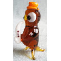 OWL COLLECTORS !!! HAND CRAFTED, VENETIAN / MURANO GLASS OWL, BLOWING HIS OWN TRUMPET !!!