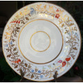 ANTIQUE HAND PAINTED BONE CHINA PLATE, FLORAL DESIGN WITH HEAVY GILDING