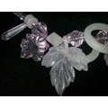 SHADES OF FROSTED AND CLEAR SOFT SHADES OF PINK BLING FLORAL BEADED NECKLACE