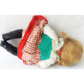 VINTAGE, TINY COMPOSITE DOLL IN EXCELLENT USED  CONDITION, WITH ORIGINAL CLOTHES, OPEN SHUT EYES,.