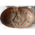 VINTAGE SOLID COPPER PUDDING MOULD WITH PRESSED SEASHELL  DESIGN