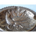 SOLID, WELL MADE, QUALITY BRASS DISH, PHEASANT BIRD DESIGN.