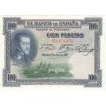 Spain 100 Peseta El Banco de Espana 1925 Felipe 2 note - WITHOUT SERIES - UNCIRCULATED