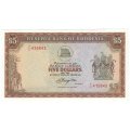 Rhodesia 1979 Five dollar uncirculated banknote with bird watermark - slight fold