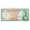 East Caribbean Sates 1965 Five Dollars variation 1 - XF