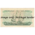 MH de Kock 1956 UNCIRCULATED 5 Pound ( 3rd Issue ) - very light folds
