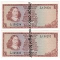 1975 TW de Jongh Replacement R1 - Z33 - 2 Consecutive numbered UNCIRCULATED notes