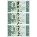 Lot of 7 UNCIRCULATED R10 notes - consecutive numbers C2/77