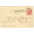 Postal History Card from Las Palmas to Cape Town by postal boat
