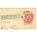 Postal History Card from Las Palmas to Cape Town by postal boat