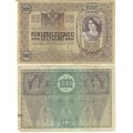 10000 Krone 2/11/1918 with 2 different red ` deutschostereich ` overprints in red - Lot of 2 notes