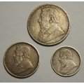 1896 ZAR Kruger 3 pence, 6 pence and 1 shilling